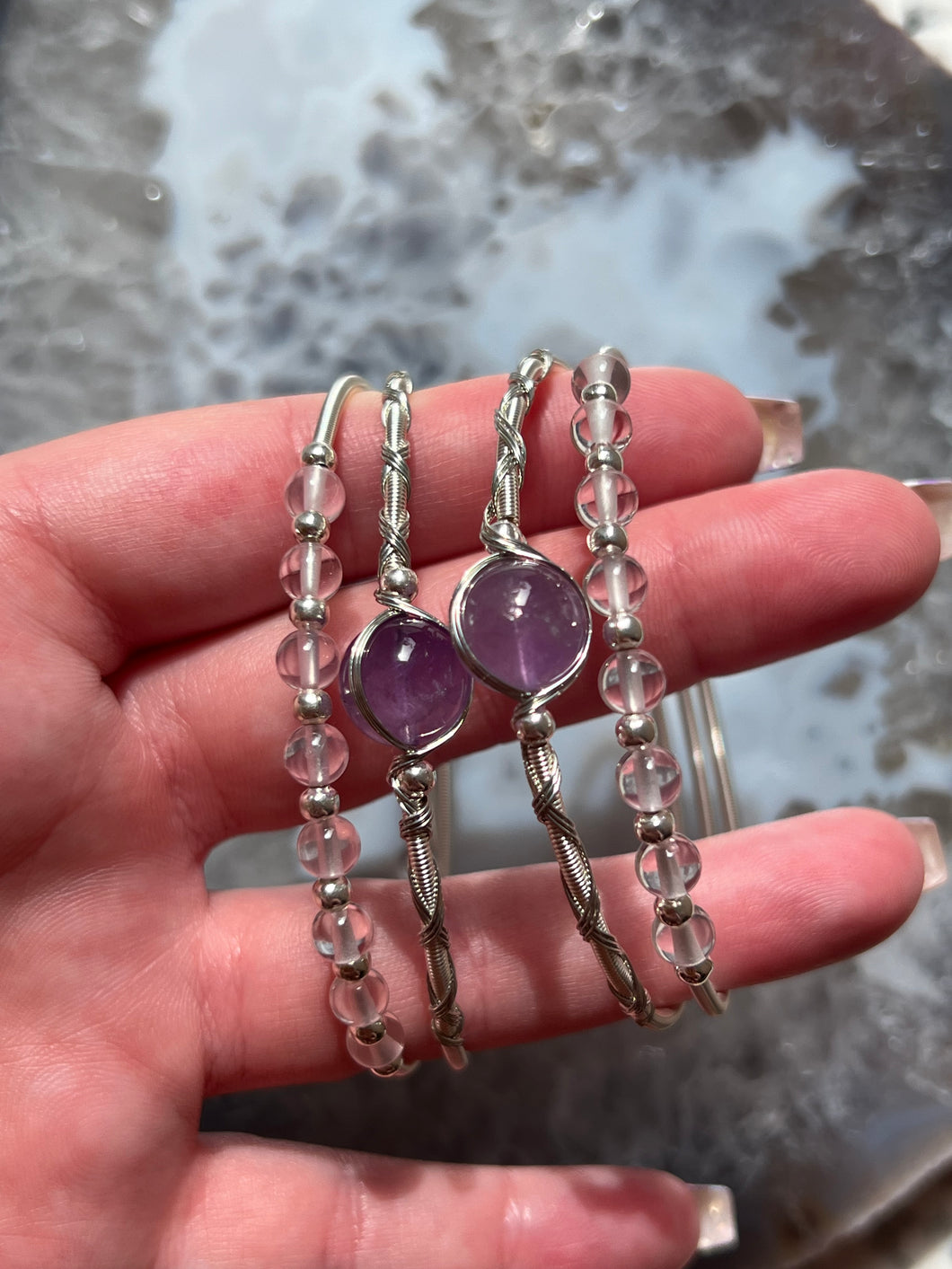 Amethyst Sterling Silver Wrap Bracelet