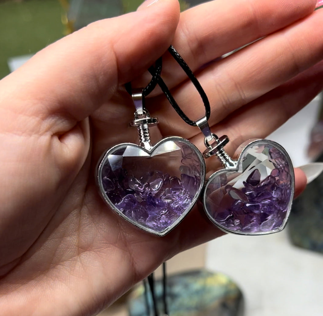 Glass Amethyst Chip Pendant