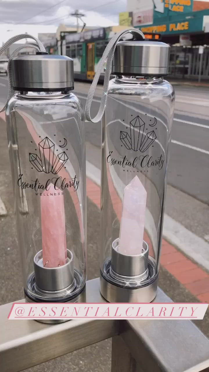 Rose Quartz Silver Drink Bottle