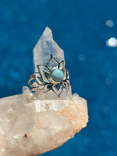 Load image into Gallery viewer, Lotus Larimar Sterling Silver Ring
